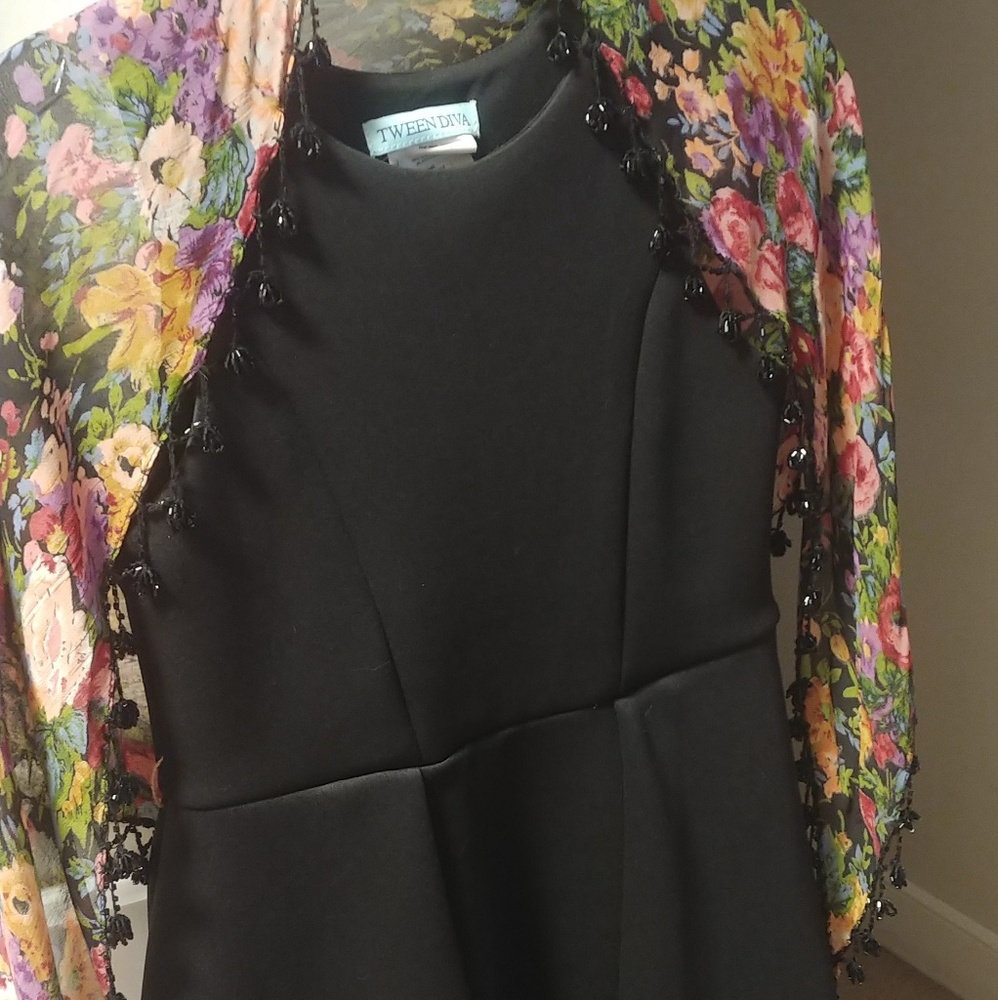 Tween Diva Black Tank Mini Dress w/ free scarf